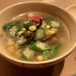 旬味 泰平 - ★煮物：スズキの夏野菜餡掛け