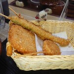 串カツ えびす - アスパラ　れんこん　海老　ハッシュドポテト