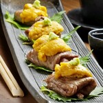 Saga beef sea urchin roll