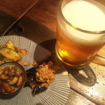 黒猫夜 - お通しとビール