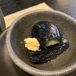 Unagi Wakana Kan - 季節の小鉢は…茄子の煮浸し、生姜添え。