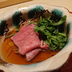 肉屋 雪月花 NAGOYA - 神戸牛サーロイン しゃぶしゃぶ鍋と物集女の筍 天然クレソンを添えて