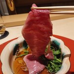 肉屋 雪月花 NAGOYA - 神戸牛サーロイン しゃぶしゃぶ鍋と物集女の筍 天然クレソンを添えて