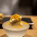 鮨 いつみ - 2021.9 自家製カッテージチーズのカラスミ掛け