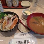 回転寿司 ABURI百貫 - ABURI丼とあら汁と茶碗蒸し