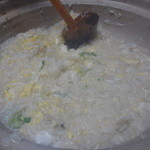 せきのや - 残りそうになったカニ身を全部ほぐし投入！！かに身まみれの「かに雑炊」