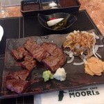 ステーキ、オニオン、ガーリック