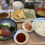 てんぷら一代 - 刺身2種盛り天ぷら定食
