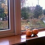 手打蕎麦眞 - 窓と柿