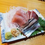 季節料理 すい舎 - お造り：鮪、鰹、秋刀魚