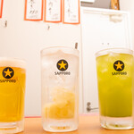 赤酢 謹賀 - ドリンク写真:生ビール・ガリチュー・緑茶ハイ