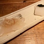 酒井商会 - お造り：平目 煎り酒 茗荷、あおいりか 生海苔醤油