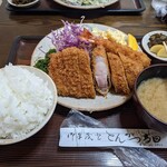 とんかつ高田 - ロースとんかつ定食 エビ付 1,400円