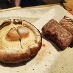 九つ井 - 椎茸と黒毛和牛。