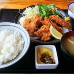 ごん蔵 - 鶏から＆豚ヒレカツ定食 ¥1100