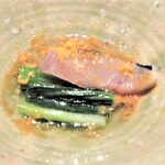 鰆焼き霜？　青梗菜　カラスミ