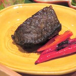 御幸町 田がわ - ⑤黒鮑のステーキと甘長