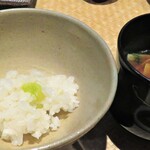 御幸町 田がわ - 銀杏ご飯　味噌汁