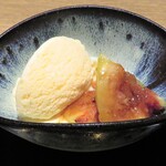 御幸町 田がわ - フランベした無花果　レモンアイス