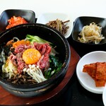 Stone grilled beef yukke bibimbap