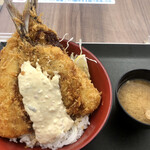 豊洲食堂 - 特大アジフライ丼