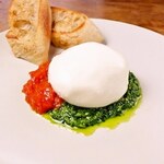 The world's best tomato and kale Genovese with burrata cheese