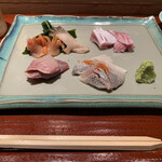 Sushi Kura - お造り カマトロ炙 ニシン ブリ ホッキ貝 赤貝