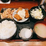 てしごとや ふくの鳥 - 日替わりランチ　豚バラ生姜焼き＆チキン南蛮　800円