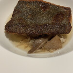 RISTORANTE IMAI - 鮮魚のロースト　ヨーロッパ産の茸と天使の海老のスープ
