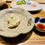 日本橋 蕎ノ字 - ☆蕎麦がき
      ◎そばの粗挽きは風味豊かな味。生わさびと濃いめの蕎麦つゆで頂く。