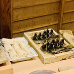 日本橋 蕎ノ字 - ◎新蓮根と子持ち鮎。