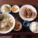 福亭 - ランチメニュー　油淋鷄＋塩ラーメン　¥750