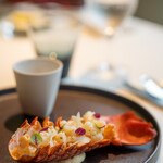 レストラン オオツ - 2021.10 サッと炒めた地物活き伊勢海老 海老味噌マヨネーズ 伊勢海老のクリアなビスク