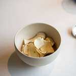 レストラン オオツ - 2021.10 信州産焼き松茸 松茸ピュレ 松茸フラン（鯛出汁に松茸をアンフュゼしてフランに）