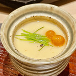 鮨 心白 - すっぽんの茶碗蒸し　玉子もすっぽんです　翌朝お肌ツルツルだねうふ