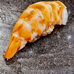 鮨 心白 - 天草の車海老は今シーズン最後だそうで　謹んで美味しくいただきました