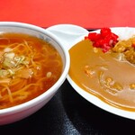 丸龍 - ラーメン、半カレー  ￥800