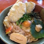 寿限無 - エビ天釜玉うどん〜トッピングでさつまいも天ぷら〜