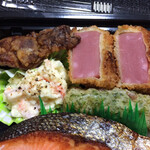 わ楽 - わ楽弁当  ハムカツ、から揚げ、ポテサラ