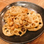 活麺富蔵 - レンコンと納豆のきんぴら（330円）