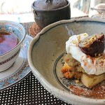 Kura-倉Cafe - Lunch desert「自家製モンブラン」「紅茶(マルコポーロ)」