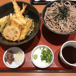 和食鍋処 すし半 - 天丼セット(ミニざるそば付) 1,098円