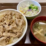 Sukiya - 「豚丼（大盛）」510円也＋「サラダセット」170円也。税込。