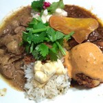 噛みたくないけど、食べたいの。 - ■今週の２種のカレーあいがけ
                                ・和牛すね肉とひよこ豆のビーフカレー
                                ・天然マイタケとホタテの発酵バターカレー