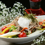 Japanese-style salad with tea soba and yam