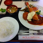 キッチンスズキ - ハンバーグ盛り合わせ（洋風ハンバーグ、海老フライ、カニコロッケ）［1,280円］