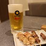 鳥せい 江別野幌店 - 2杯目のビールは焼鳥と♪(2021年10月)