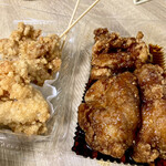 Ganso Karaage Hompo Kata Ni Shouten - 旨塩からあげ2個、旨ダレからあげ4個(写真は1個食べた後)