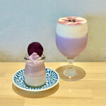 高級芋菓子しみず - しみずの芋プリン、桜島紫アイスラテ