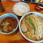 明石塩元帥 - 塩つけ麺(大盛)とライスのセット